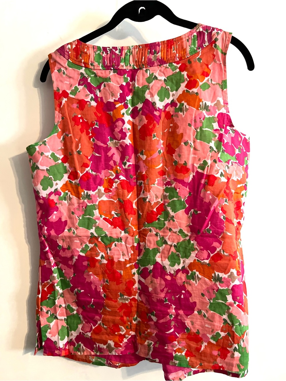 Talbots Pink Orange Green Floral Pintuck Sleeveless Top-Size 6 - Picture 2 of 7